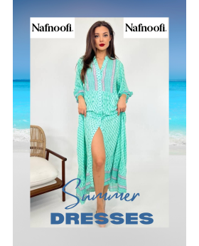 Turkish Cotton Dress Fayrooz, Green 