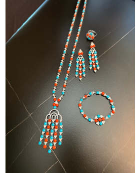 Orange & Blue  Gold plated set