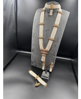 Gold Plated long Pearl traditional set